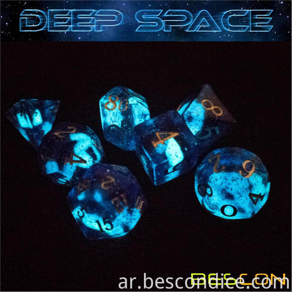 Deep Space Glowing Rpg Polyhedral Dice Set 3